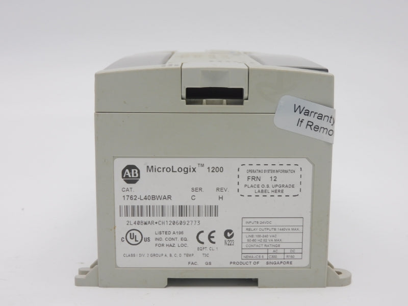 ALLEN BRADLEY 1762-L40BWAR SER. C F/W 12 REV. H 100-240VAC UNMP