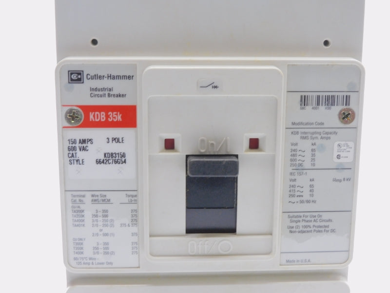 CUTLER HAMMER KDB3150 SER. C 600VAC 150A NSMP