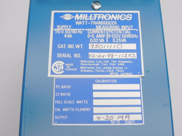 MILLTRONICS 95011110 115V 0-5A NSNP
