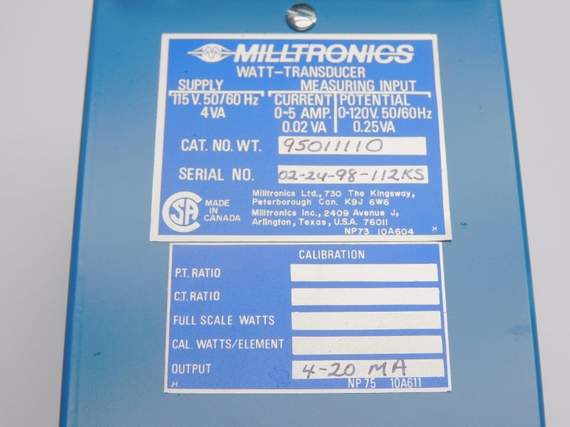 MILLTRONICS 95011110 115V 0-5A NSNP