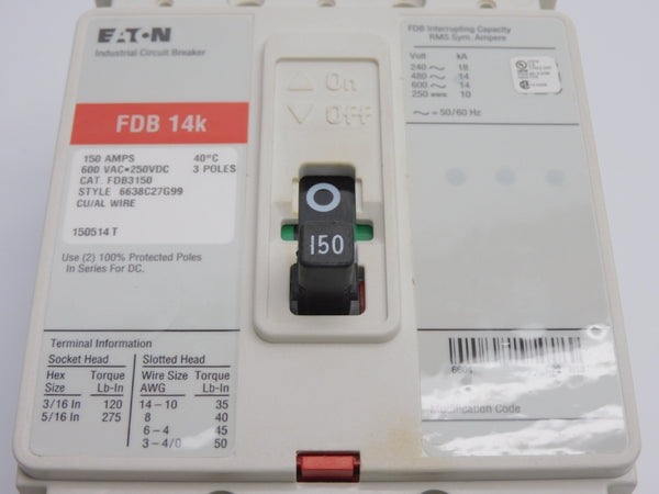 EATON FDB3150 SER. C 600VAC 150A NSMP