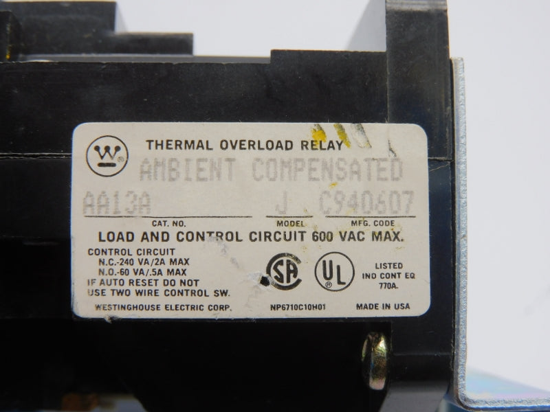 WESTINGHOUSE AA13A 600VAC 2A NSNP