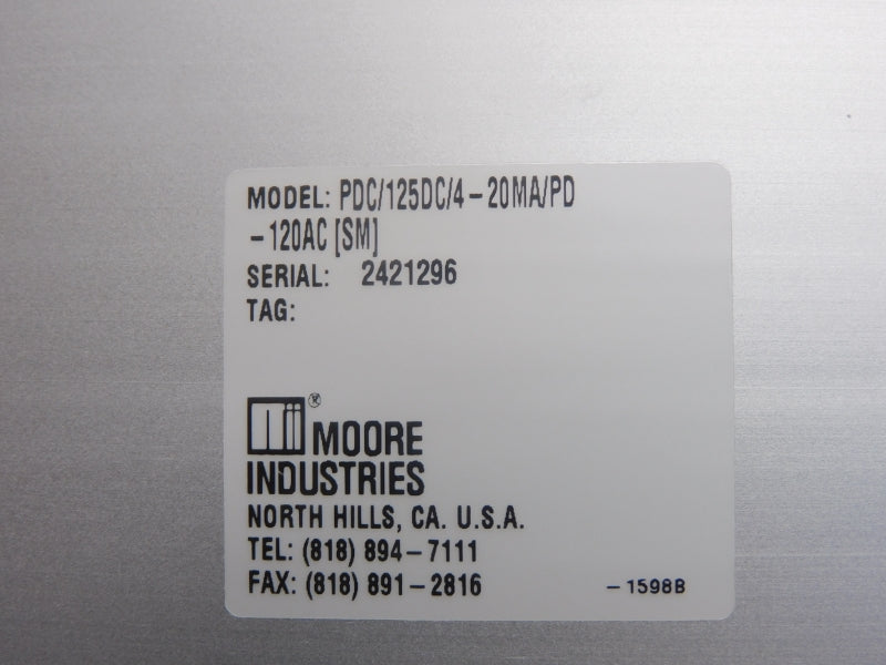 MOORE INDUSTRIES PDC/125DC/4-20MA/PD-120AC[SM] 0-150VDC NSNP