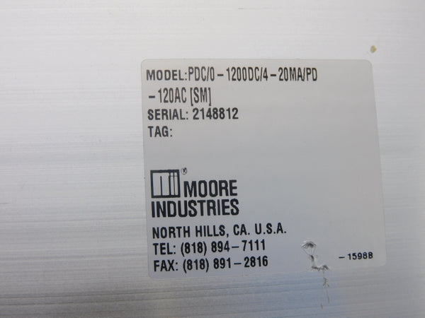 MOORE INDUSTRIES PDC/0-1200DC/4-20MA/PD-120AC[SM] 0-1200VDC NSNP