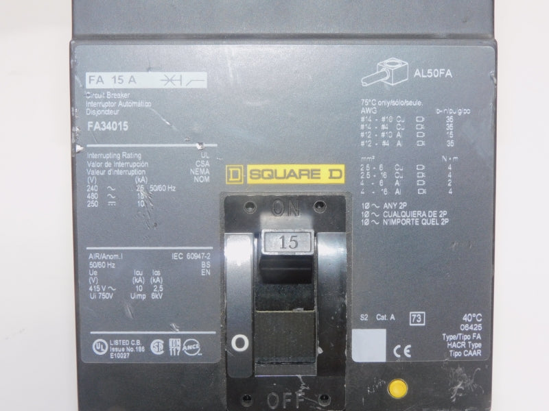 SQUARE D FA34015 480V 15A NSNP