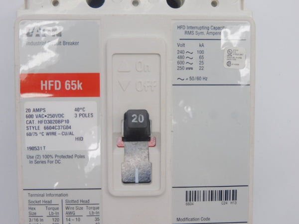 EATON HFD3020BP10 600VAC 20A NSNP