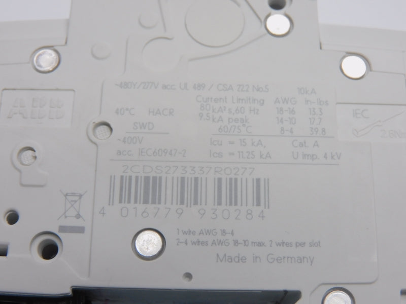 ABB 2CDS273337R0277 SU203MK2A 277V 2A NSNP