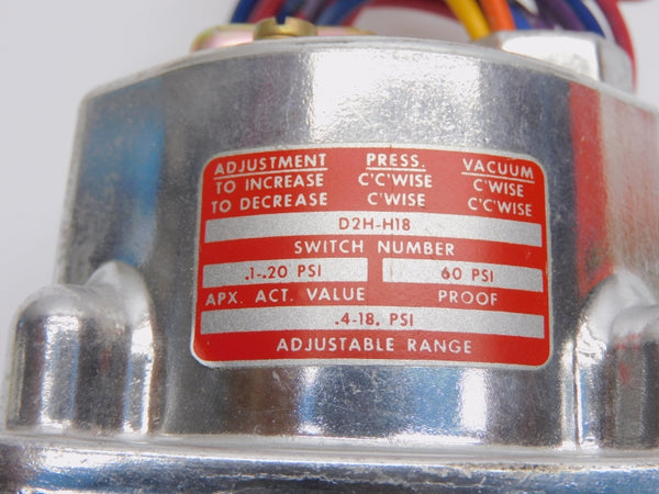 BARKSDALE D2H-H18 480V 10A .4-18PSI NSNP