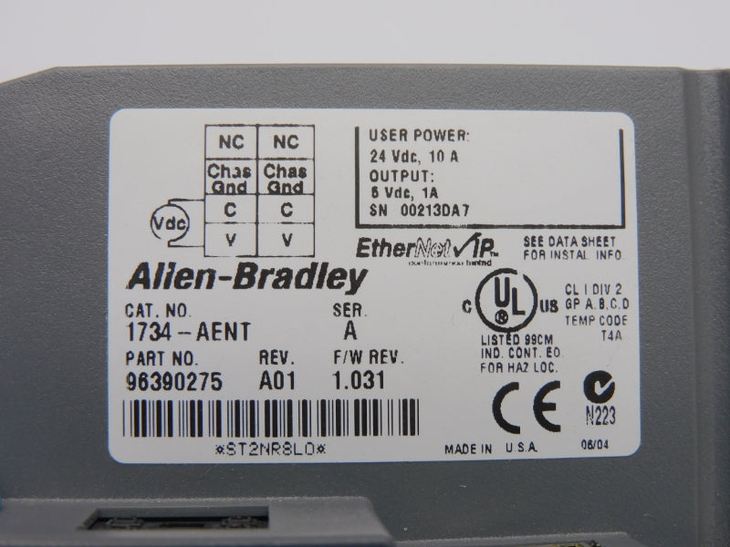 ALLEN BRADLEY 1734-AENT SER. A REV. A01 F/W 1.031 24VDC 10A UNMP