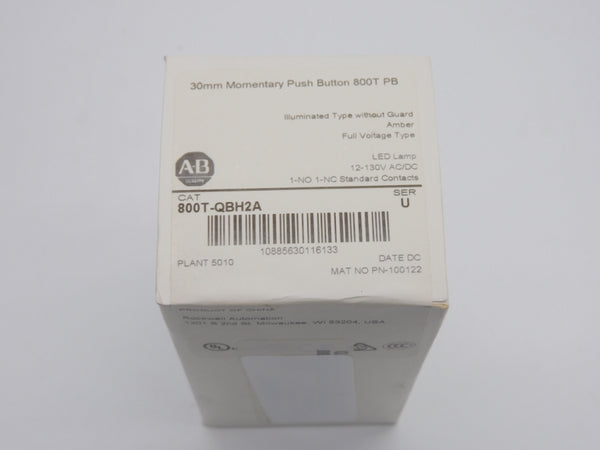 ALLEN BRADLEY 800T-QBH2A SER. U (WH) NSFS