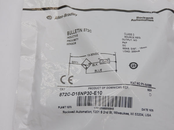 ALLEN BRADLEY 872C-D15NP30-E10 SER. D NSMP