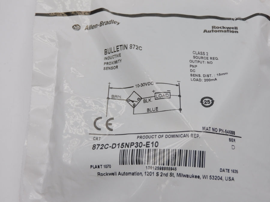 ALLEN BRADLEY 872C-D15NP30-E10 SER. D NSMP