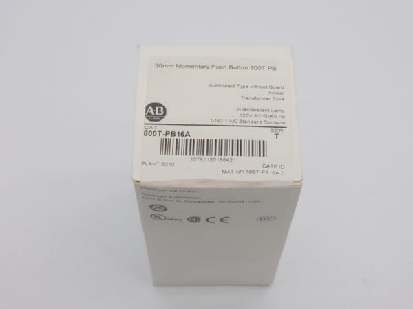 ALLEN BRADLEY 800T-PB16A SER. T 120VAC (WH) NSFS