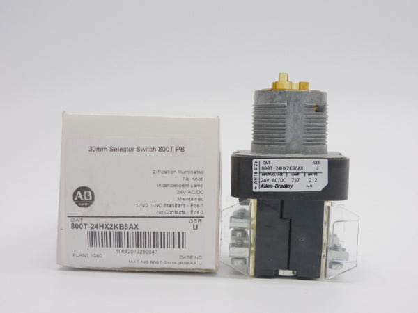 ALLEN BRADLEY 800T-24HX2KB6AX SER. U 24VAC/DC (WH) NSMP
