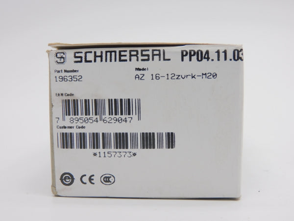 SCHMERSAL AZ16-12ZVRK-M20 196352 500V (NO KEY) (AS IS) NSMP