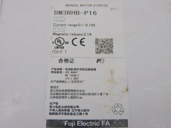 FUJI ELECTRIC BM3RHB-P16 690V 0.1-0.16A NSMP