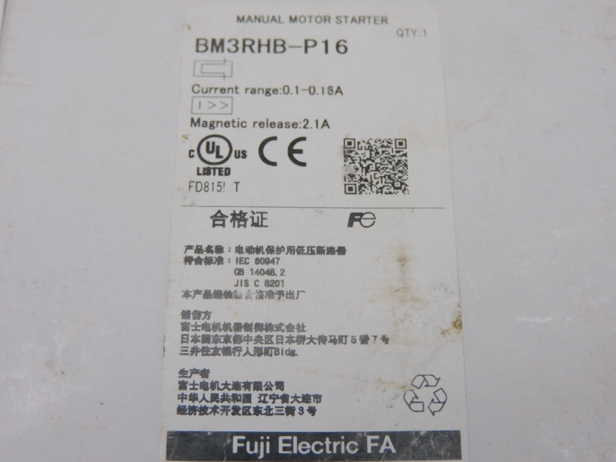 FUJI ELECTRIC BM3RHB-P16 690V 0.1-0.16A NSMP