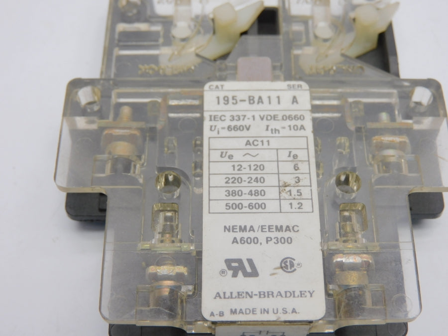 ALLEN BRADLEY 195-BA11 SER. A 660V 10A UNMP
