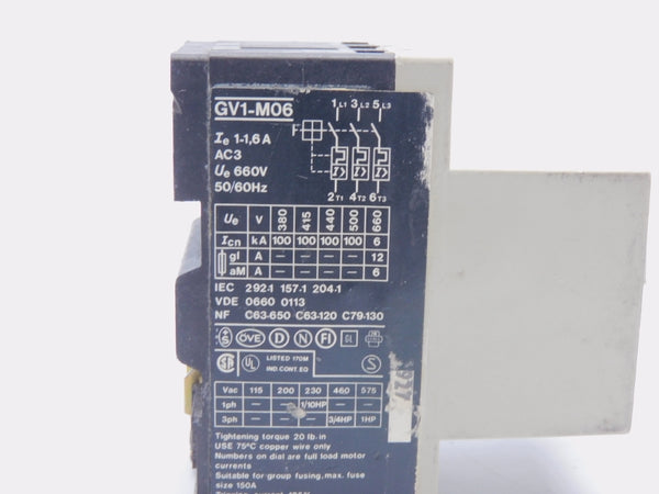 TELEMECANIQUE GV1-M06 660V 1-1.6A (BLUE) UNMP