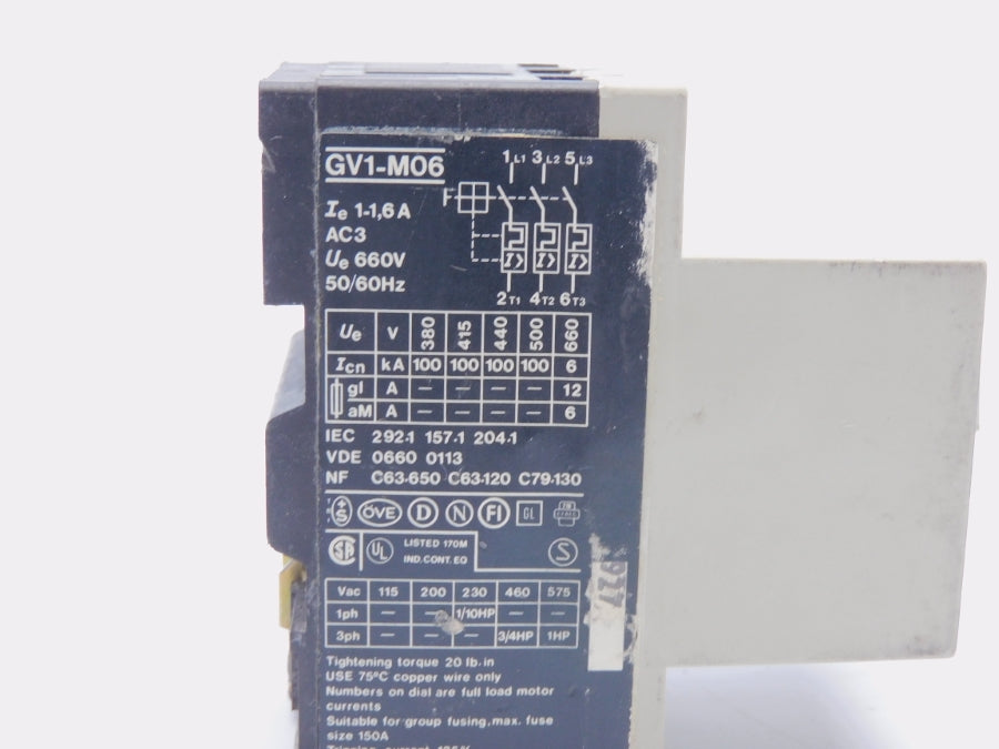 TELEMECANIQUE GV1-M06 660V 1-1.6A (BLUE) UNMP