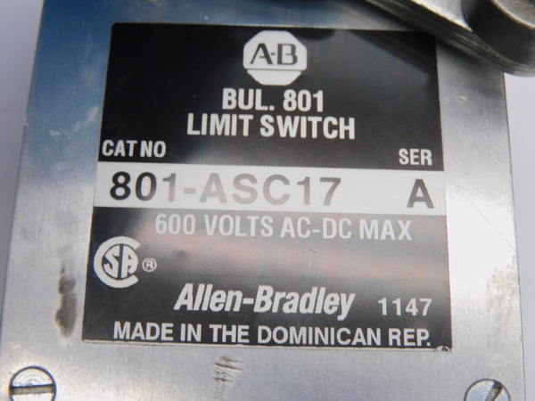 ALLEN BRADLEY 801-ASC17 SER. A 600V NSNP