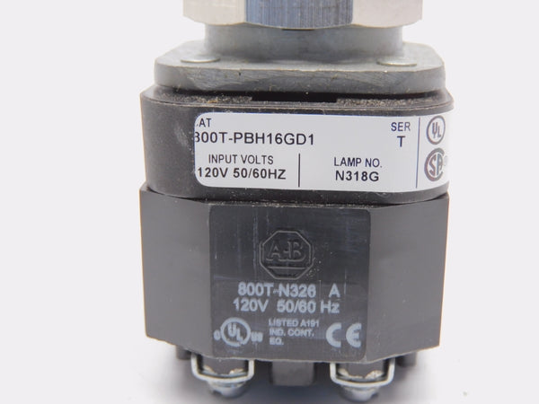 ALLEN BRADLEY 800T-PBH16GD1 SER. T 120V (WH) NSMP