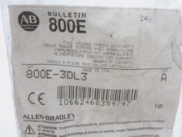 ALLEN BRADLEY 800E-3DL3 SER. A 24V NSMP