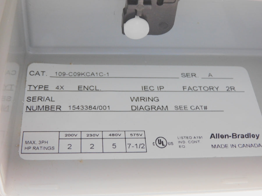 ALLEN BRADLEY 109-C09KCA1C-1 SER. A 575V NSNP