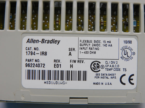 ALLEN BRADLEY 1794-IR8 SER. A F/W H REV. E01 24VDC NSNP