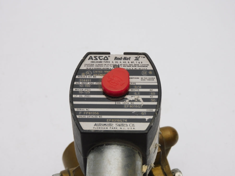 ASCO EF8316G74 10-150PSI 110/120V 3/4" (AS PICTURED) NSNP
