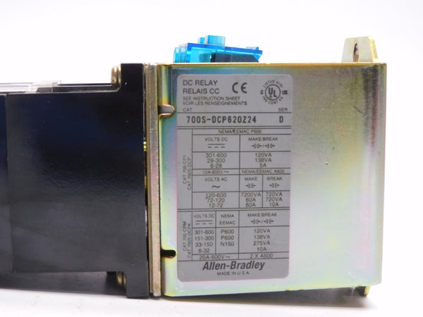 ALLEN BRADLEY 700S-DCP620Z24 SER. D 24V 60A NSNP