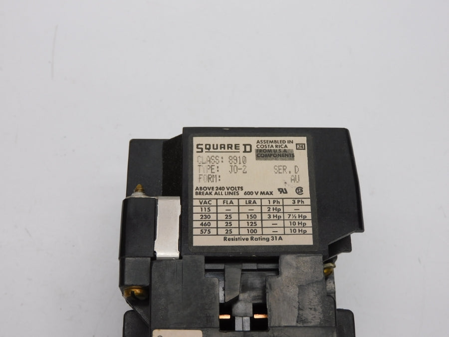 SQUARE D 8910JO2 SER. D 120V 25A NSMP