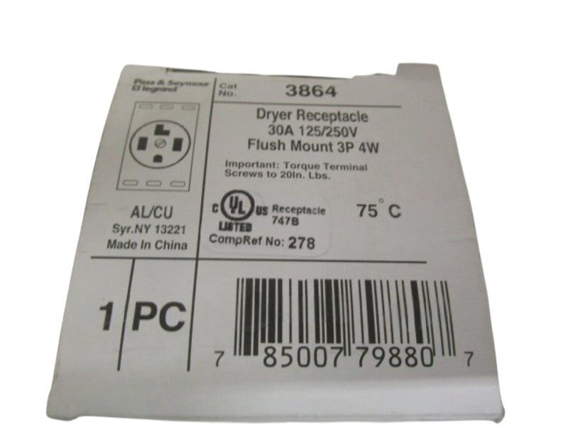 PASS & SEYMOUR 3864 DRYER RECEPTACLE NSMP