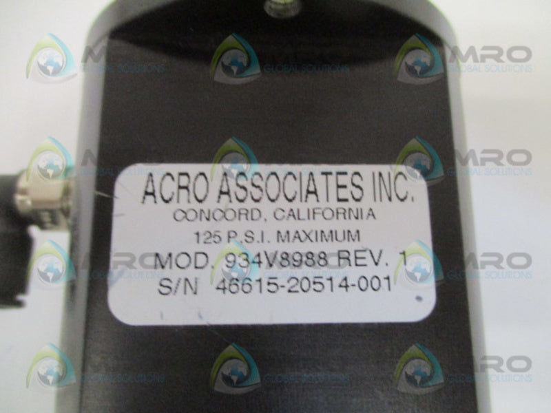 ACRO ASSOCIATES 934V8988 SOLENOID PINCH VALVE  UNMP