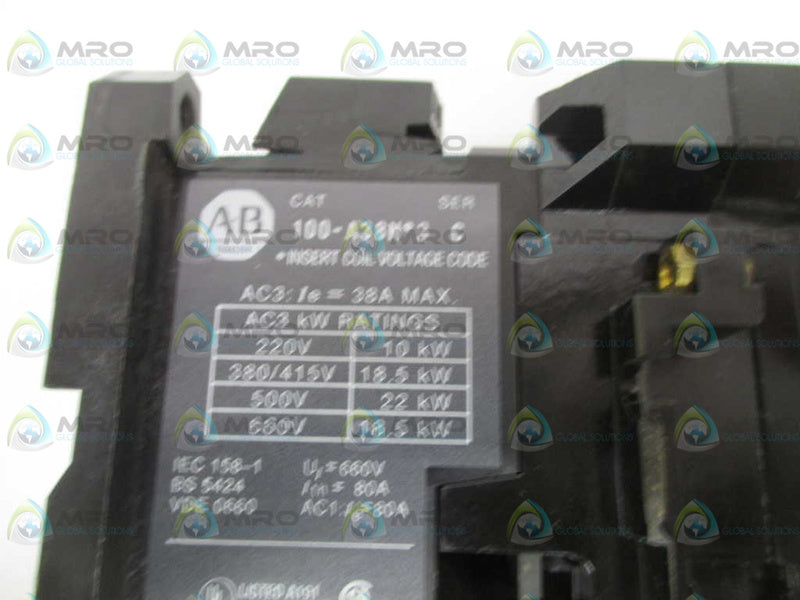ALLEN BRADLEY 100-A38ND3 SER. C CONTACTOR 110/120V  UNMP