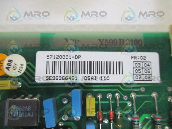 ABB DSAI110 57120001-DP ANALOG INPUT MODULE (AS PICTURED)  UNMP