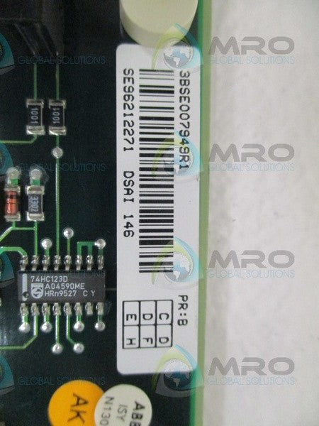 ABB DSAI146 3BSE007949R1 ANALOG INPUT MODULE (AS PICTURED)  UNMP