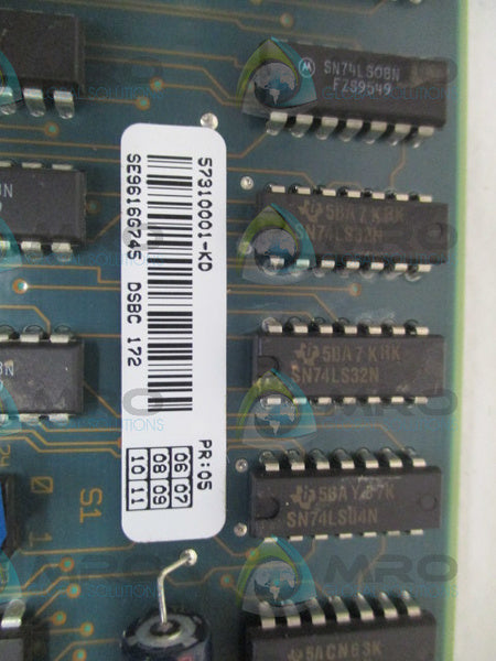 ABB DSBC172 57310001-KD CENTRAL RACK BUS REPEATER MODULE (AS PICTURED)  UNMP