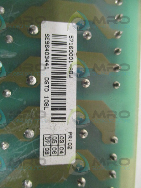 ABB DSTD108L 57160001-ABW BOARD CONNECTION UNIT (AS PICTURED)  UNMP