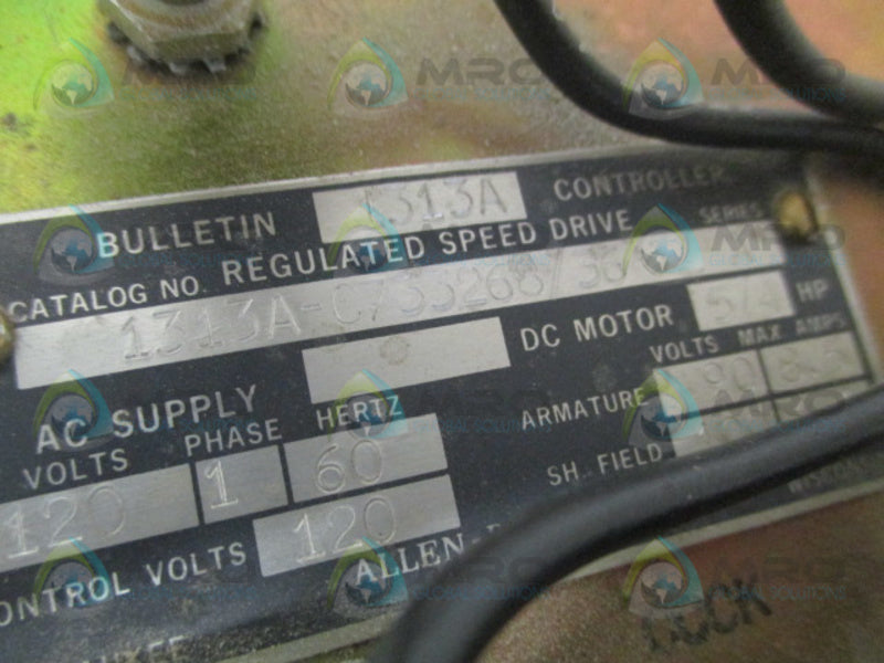 ALLEN BRADLEY 1313A-C733268/36 SER. A REGULATED SPEED DRIVE 3/4 HP  UNMP