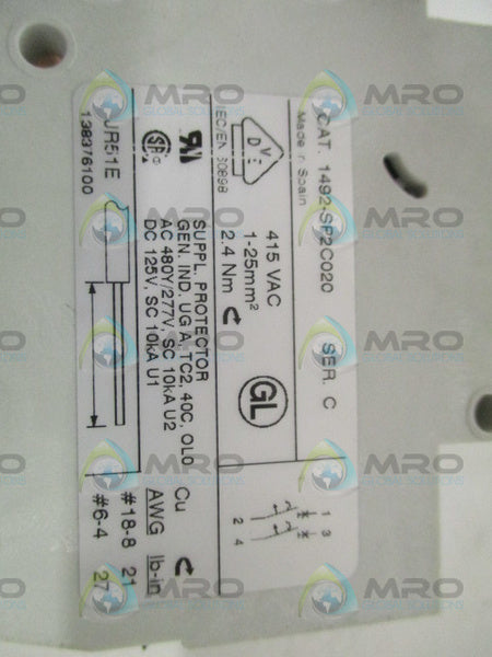 ALLEN BRADLEY 1492-SP2C020 SER. C CIRCUIT BREAKER 2A  UNMP