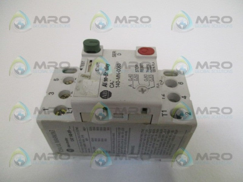 ALLEN BRADLEY 140-MN-0063 SER. D CIRCUIT BREAKER (AS PICTURED)  UNMP