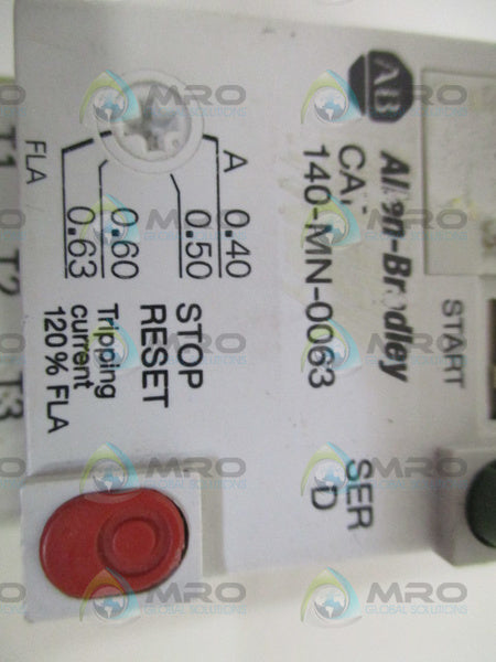 ALLEN BRADLEY 140-MN-0063 SER. D CIRCUIT BREAKER (AS PICTURED)  UNMP