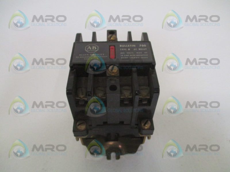 ALLEN BRADLEY 700-N800A1 SER. B AC CONTROL RELAY 110/120V  UNMP
