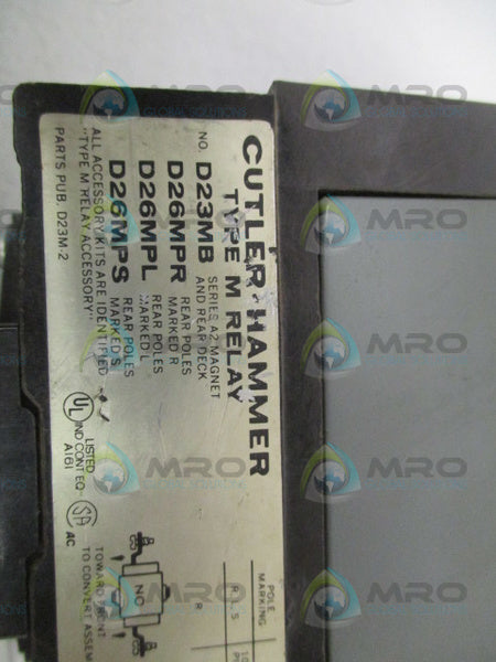 CUTLER HAMMER D26MPR RELAY 110/120V (AS PICTURED)  UNMP