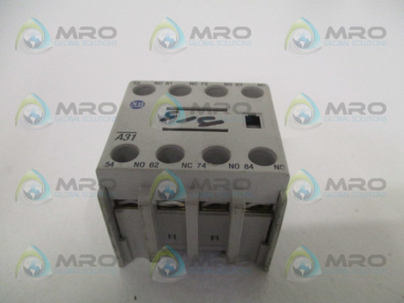 ALLEN BRADLEY 100-FA31 SER. B AUXILIARY CONTACT BLOCK  UNMP