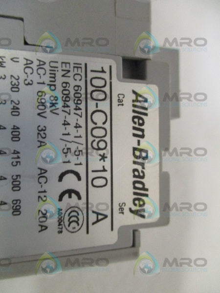 ALLEN BRADLEY 100-C09KD10 SER. A CONTACTOR 110V  UNMP