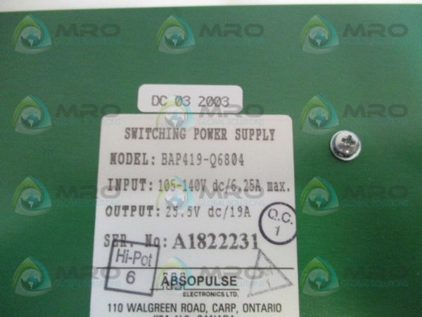 ABSOPULSE ELECTRONICS BAP419-Q6804 SWITCHING POWER SUPPLY  UNMP