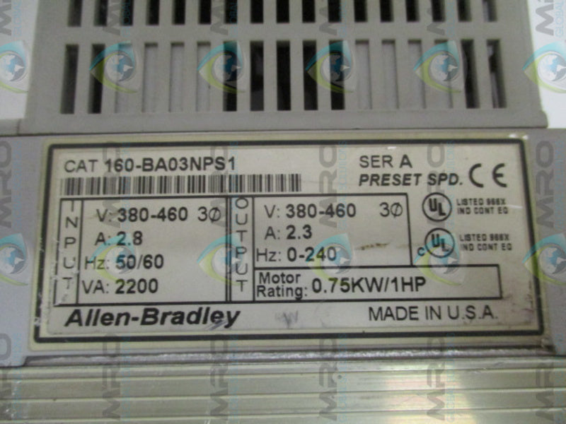 ALLEN BRADLEY 160-BA03NPS1P1 SER. A F/W 4.07  UNMP