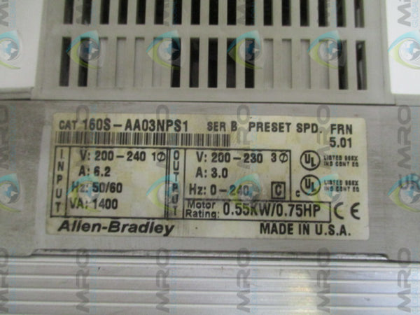 ALLEN BRADLEY 160S-AA03NPS1P1 SER. B F/W 5.01  UNMP